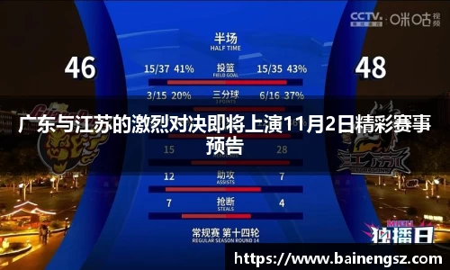 广东与江苏的激烈对决即将上演11月2日精彩赛事预告